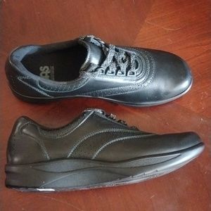 SAS Walk Easy Black Leather Lace-up Walking Shoe Cushion Comfort Size 8 S